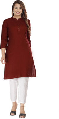 ravishree Women Solid Straight Kurta(Maroon)