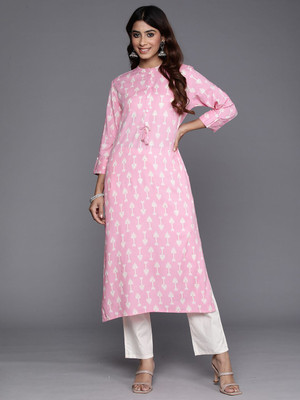 ANOUK Women Self Design Straight Kurta(Pink)