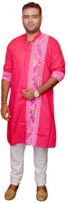 Tuh Men Printed A-line Kurta(Pink)