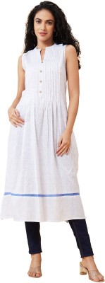 Globus Women Printed A-line Kurta(White)