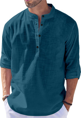 Fashion Marts Men Solid Straight Kurta(Dark Green)