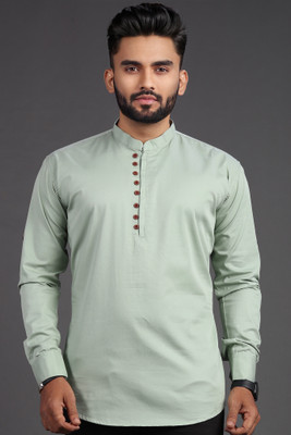 SOPANI Men Solid Straight Kurta(Light Green)