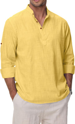 Fifth U Men Solid A-line Kurta(Yellow)