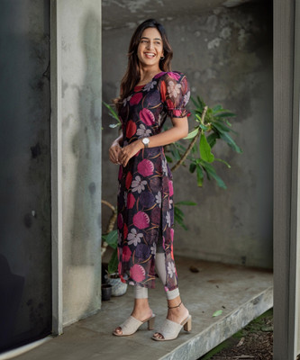 jacero Women Floral Print A-line Kurta(Multicolor)