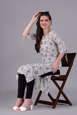 JFT Jaipur Fabtex Women Printed Straight Kurta(Black)