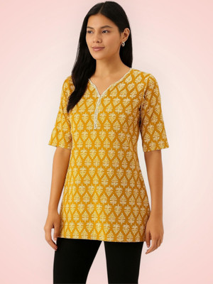 PP Clothing Women Embroidered Straight Kurta(Yellow)