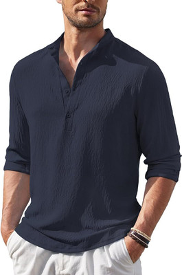 ZARTHA Men Solid Straight Kurta(Dark Blue)