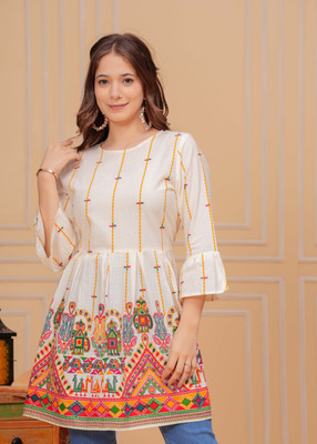 SITAFAB Women Floral Print A-line Kurta(Multicolor)