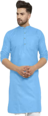 VINAARI Men Solid A-line Kurta(Blue)
