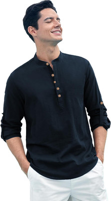 VIMASUTI Men Solid Straight Kurta(Dark Blue)