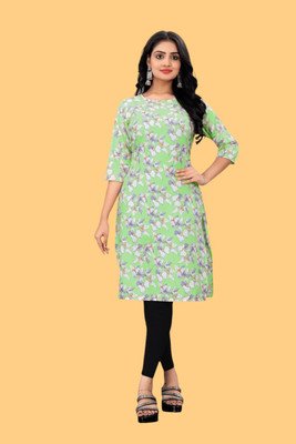 Tulsii Fab Women Printed Anarkali Kurta(Light Green)