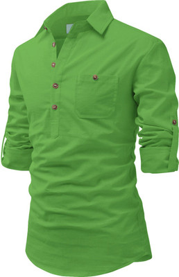 Amrit Trending Men Solid Straight Kurta(Light Green)