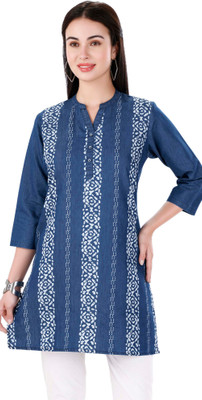 Pluss Tribe Women Embroidered A-line Kurta(Blue)