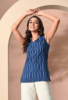 METRONAUT Casual Printed Women Dark Blue Top