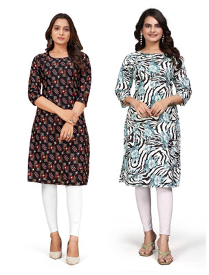 dharmanandan creation Women Printed Straight Kurta(Multicolor)