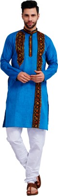 MALAXMITEXTILE Men Solid A-line Kurta(Blue)