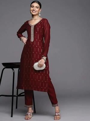 Jayshree Creation Women Embroidered, Solid, Embellished A-line Kurta(Maroon)