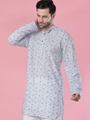 V-MART Men Printed A-line Kurta(Blue)