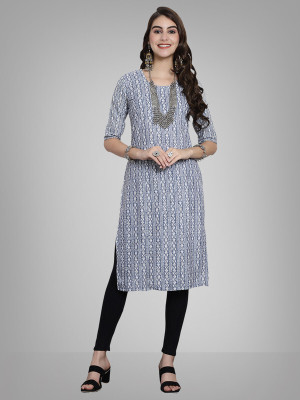 EthnicBasket Women Printed A-line Kurta(Blue)