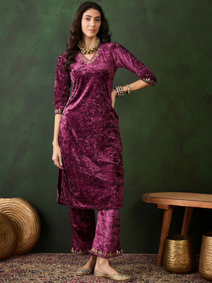 Sangria Women Solid Straight Kurta(Brown)