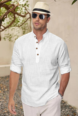 clothingveda Men Solid Straight Kurta(White)