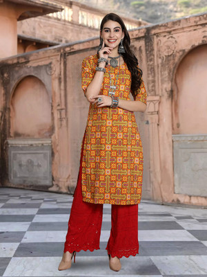 1 Stop Fashion Women Woven Design A-line Kurta(Multicolor)