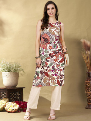 V And V Shop Women Floral Print A-line Kurta(Multicolor)