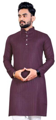 zankhi hosiery Men Self Design Straight Kurta(Red)