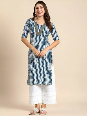 EthnicBasket Women Printed A-line Kurta(Blue)