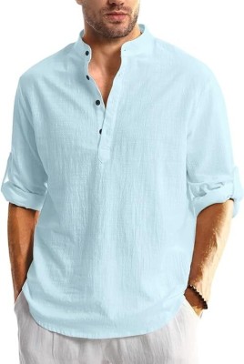 StyleBuzz Men Solid Straight Kurta(Blue)