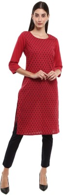 V-MART Women Printed A-line Kurta(Red)