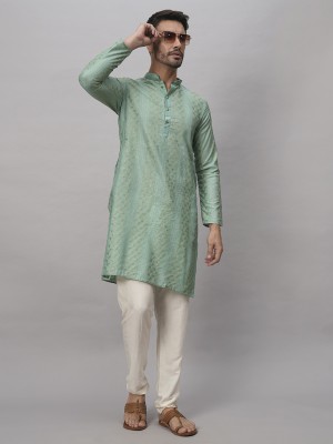 SWAGG INDIA Men Embroidered Straight Kurta(Light Green)