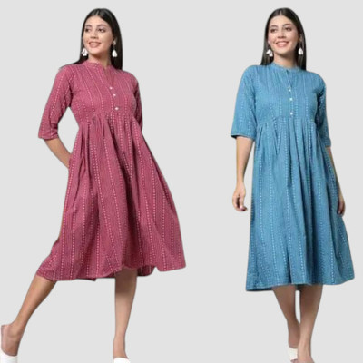 Rangrasiya Creationlp Women A-line Multicolor Midi/Calf Length Dress