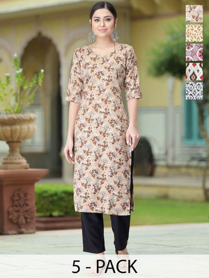 Moda Rapido Women Floral Print A-line Kurta(Multicolor)