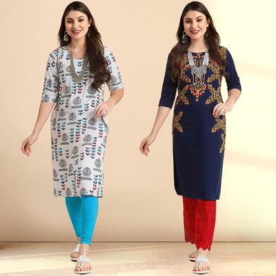 1 Stop Fashion Women Printed Straight Kurta(Multicolor)