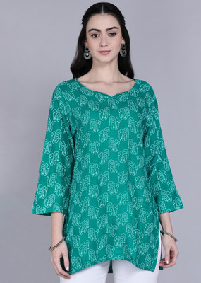 Tviksha Fashion Women Printed A-line Kurta(Light Blue)