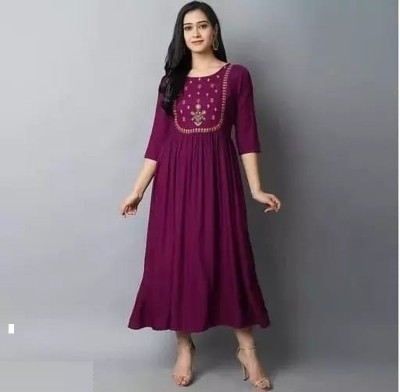 Ridhu Creations Women Embroidered Anarkali Kurta(Maroon)