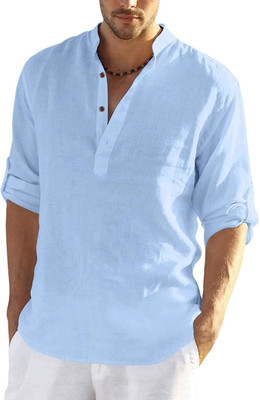 EDIN ENTERPRISES Men Solid Straight Kurta(Light Blue)