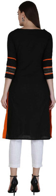 NeeloKurtis Women Solid Straight Kurta(Black)