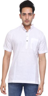 Kundan Men Solid Straight Kurta(White)