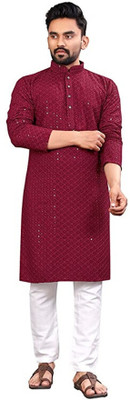 CRYSTALREVENUE Men Kurta Pyjama Set