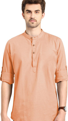 Vashuqi Men Solid A-line Kurta(Orange)