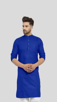 Anuj Fashion Men Solid A-line Kurta(Dark Blue)