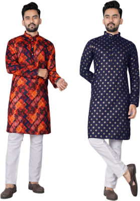 DHASU TRENDZ Men Printed Straight Kurta(Multicolor)