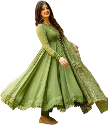 MAA ENTERPRISE Flared/A-line Gown(Green)