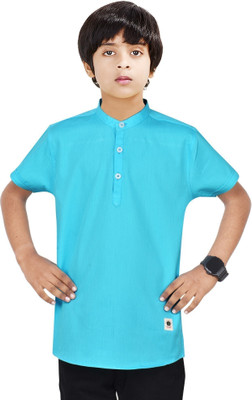 MADE IN THE SHADE Boys Solid Straight Kurta(Light Blue)