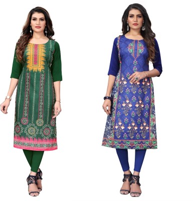 Yasti Enterprise Women Printed Anarkali Kurta(Multicolor)