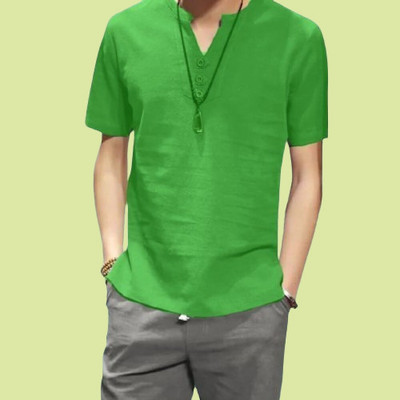 ZAKOD Men Solid Straight Kurta(Green)