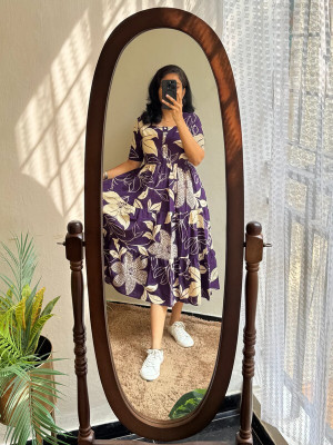 KUnzkes Women Fit and Flare Purple Midi/Calf Length Dress