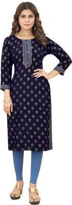 yatri enterprise Women Printed A-line Kurta(Blue)